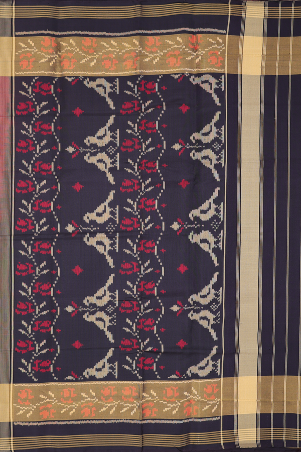 Patola Silk Saree In Red With Ikat Design