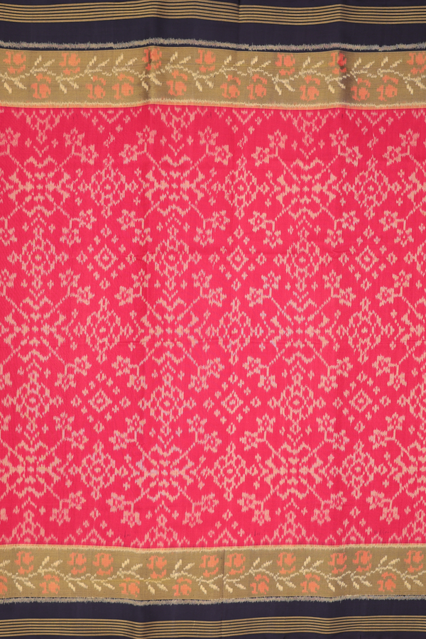 Patola Silk Saree In Red With Ikat Design