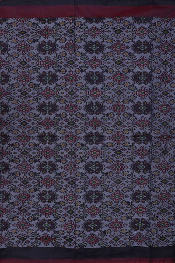 Pochampally Silk Saree In Grey With Ikat Design