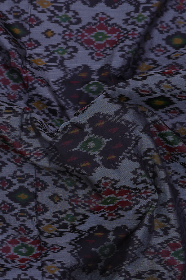 Pochampally Silk Saree In Grey With Ikat Design