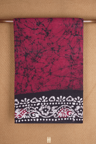 Half And Half Colored Red And Black Sungudi Cotton Saree