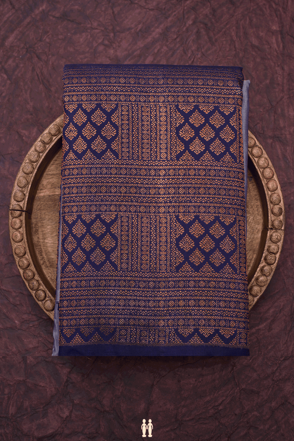 Half And Half Colored Shades Of Blue Kanchipuram Silk Saree