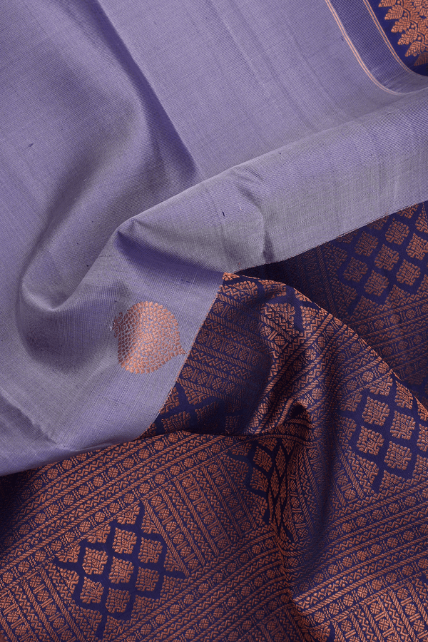 Half And Half Colored Shades Of Blue Kanchipuram Silk Saree