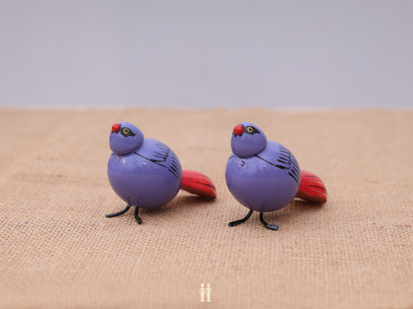Set Of 4 Wooden Handicraft Multicolor Birds For Showpiece