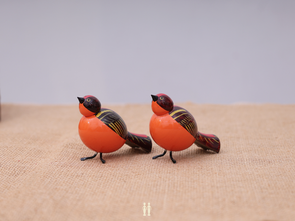 Set Of 4 Wooden Handicraft Multicolor Birds For Showpiece
