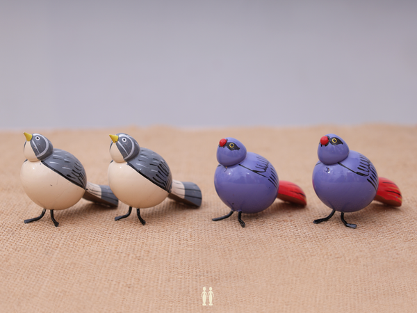 Set Of 4 Wooden Handicraft Multicolor Birds For Showpiece