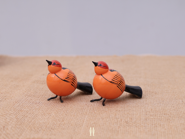 Set Of 4 Wooden Handicraft Multicolor Birds For Showpiece