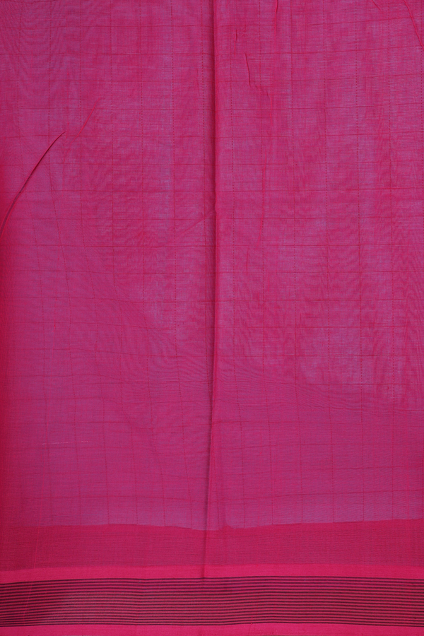 Handloom Cotton Saree In Deep Sky Blue With Checks Design