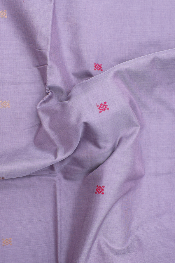 Handloom Cotton Saree In Dusty Purple With Threadwork Buttas