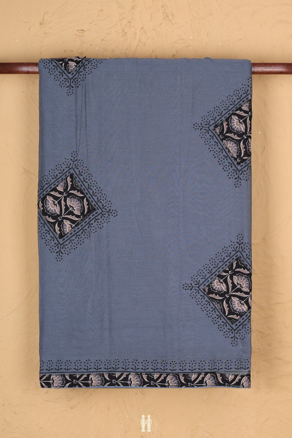 Hyderabad Cotton Saree In Aegean Blue With Patch Work