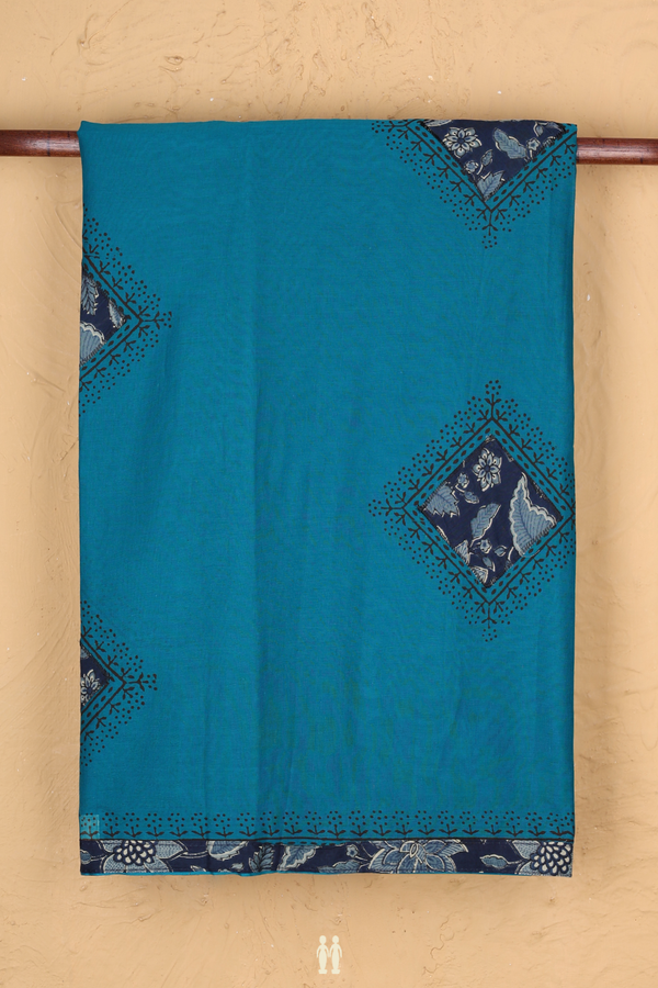 Hyderabad Cotton Saree In Blue With Patch Work