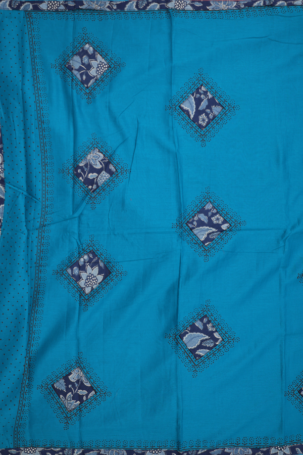 Hyderabad Cotton Saree In Blue With Patch Work