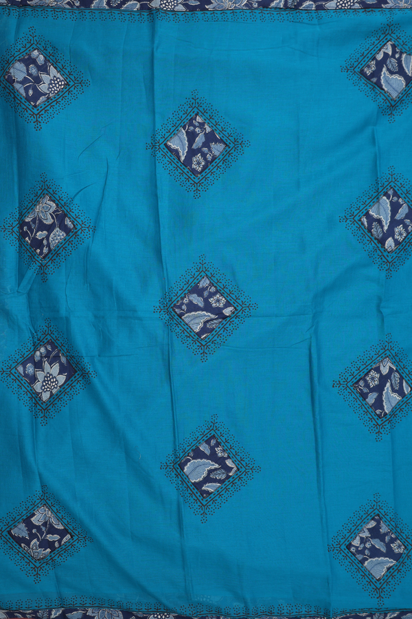 Hyderabad Cotton Saree In Blue With Patch Work