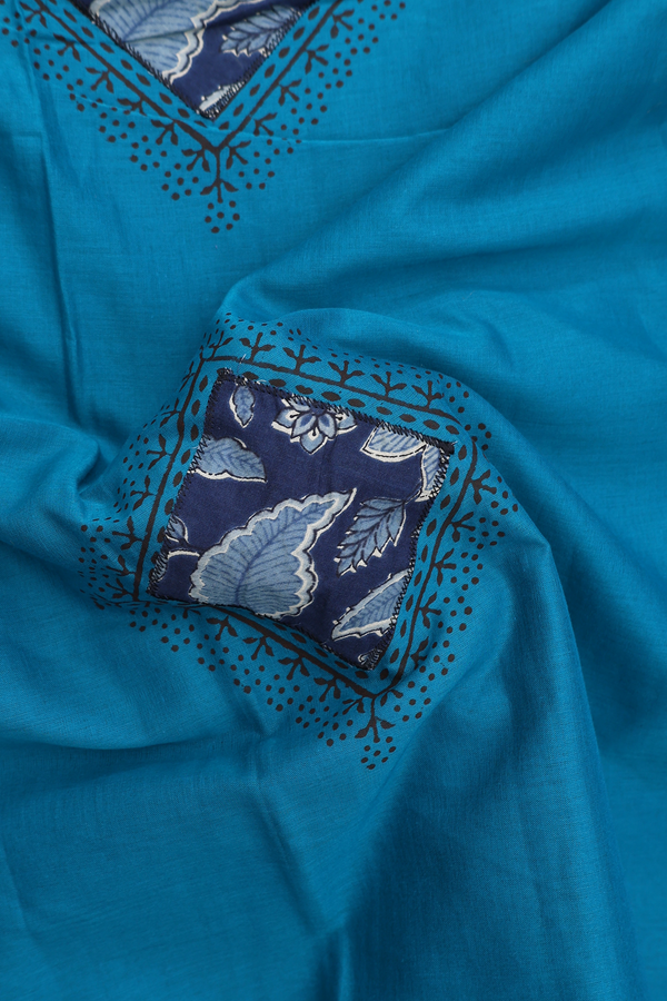 Hyderabad Cotton Saree In Blue With Patch Work