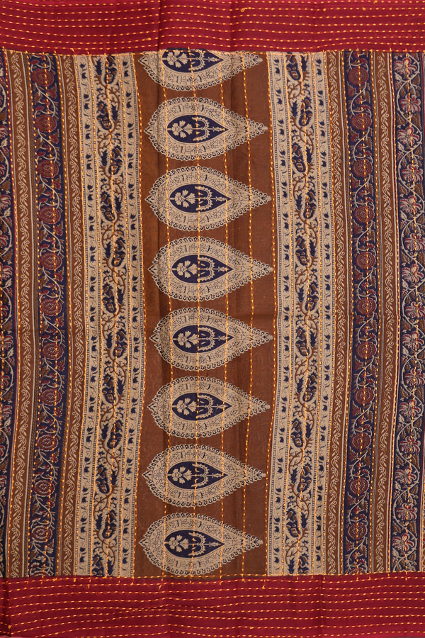 Hyderabad Cotton Saree In Brown With Floral Design