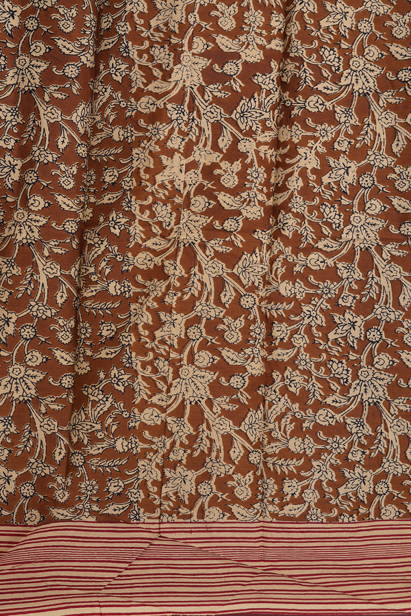 Hyderabad Cotton Saree In Brown With Floral Design