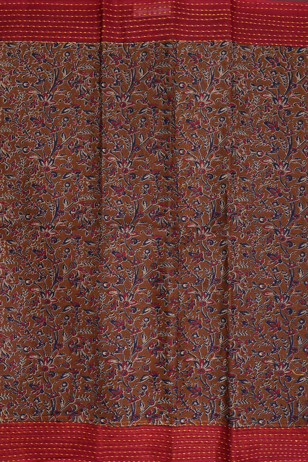 Hyderabad Cotton Saree In Brown With Floral Design