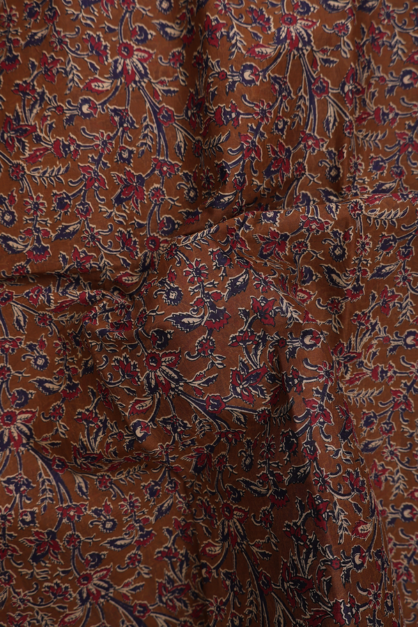 Hyderabad Cotton Saree In Brown With Floral Design