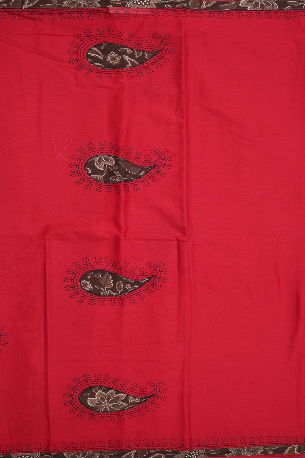 Hyderabad Cotton Saree In Chilli Red With Patch Work