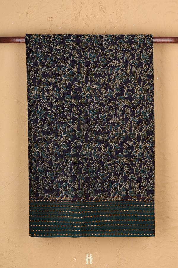 Hyderabad Cotton Saree In Dark Purple With Floral Design