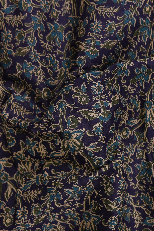 Hyderabad Cotton Saree In Dark Purple With Floral Design