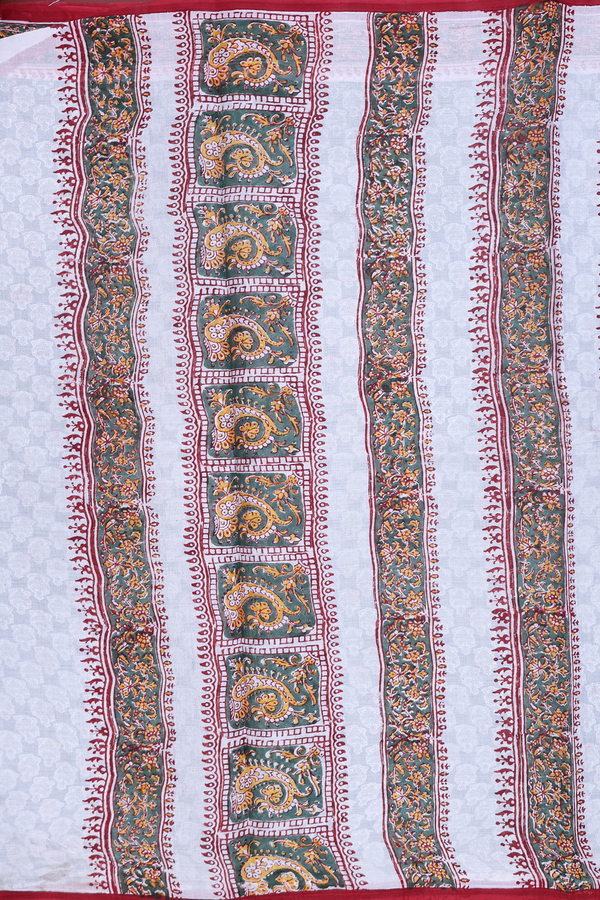 Hyderabad Cotton Saree In Dusty Green With Floral Design