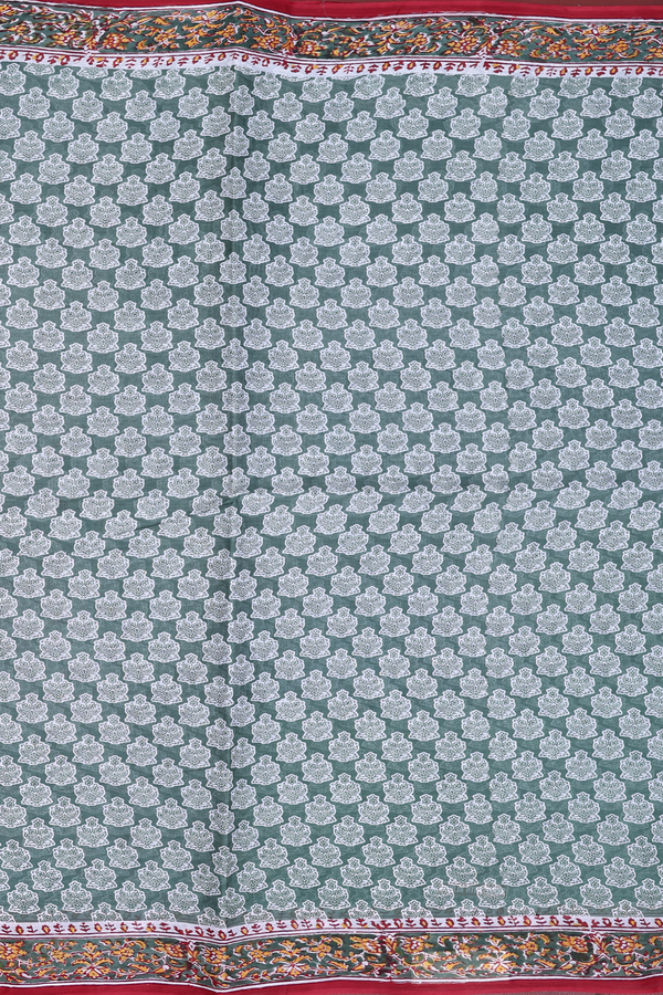 Hyderabad Cotton Saree In Dusty Green With Floral Design