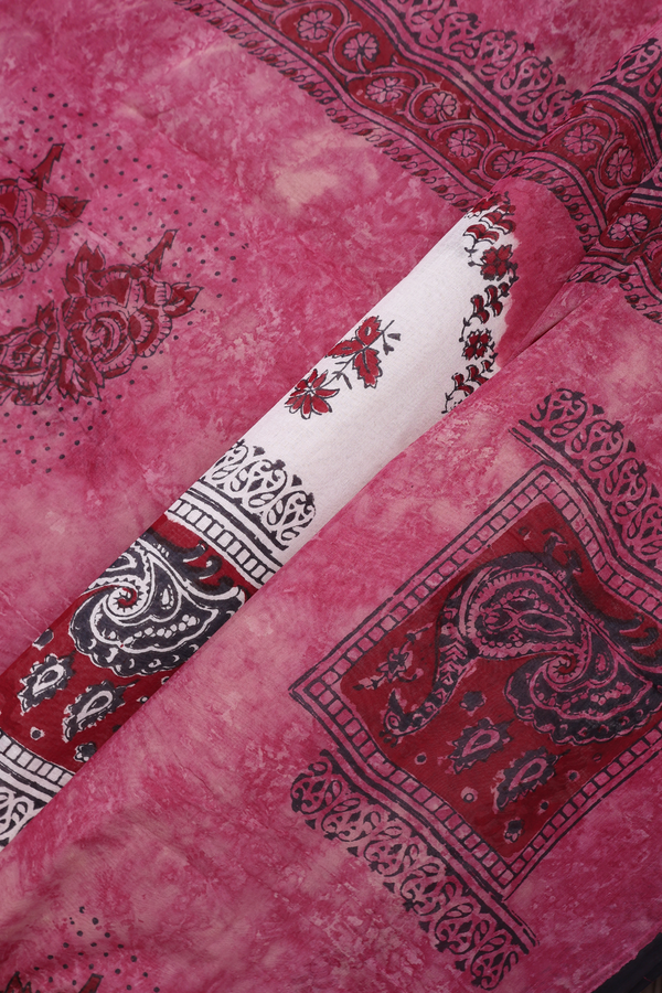 Hyderabad Cotton Saree In Egg White With Floral Printed