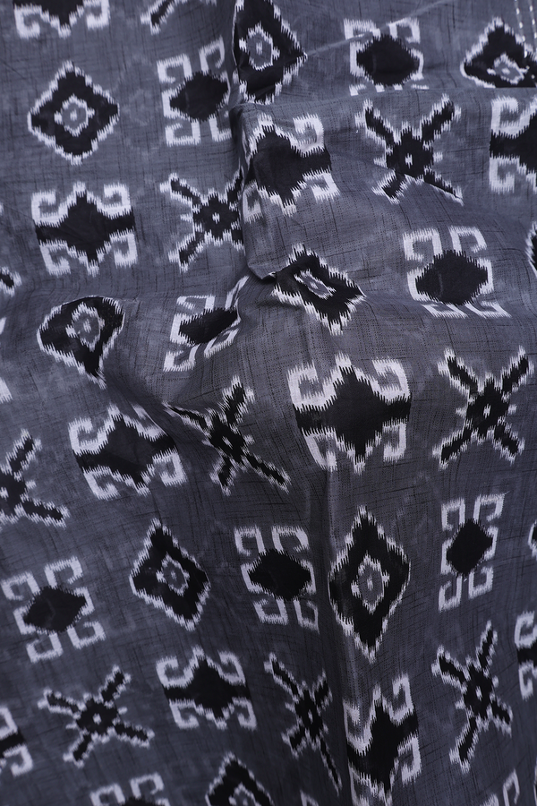 Hyderabad Cotton Saree In Grey With Printed Design
