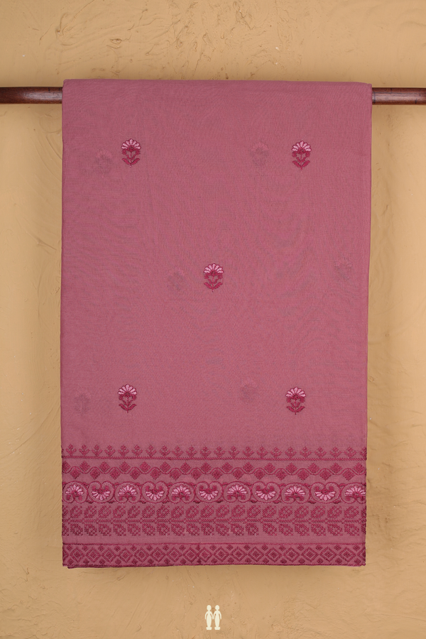 Hyderabad Cotton Saree In Mulberry With Floral Buttas