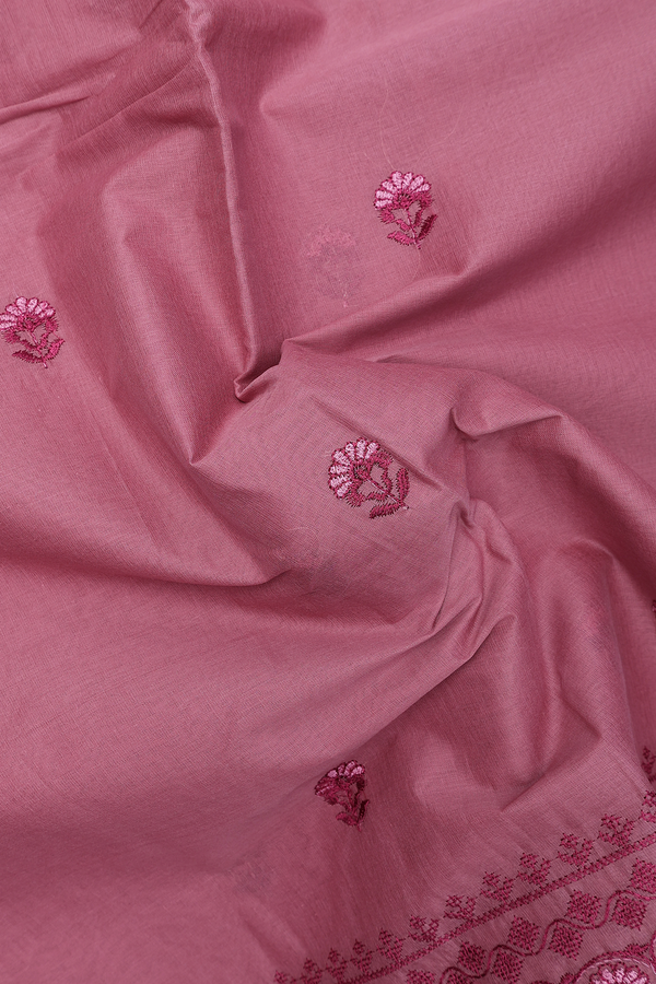 Hyderabad Cotton Saree In Mulberry With Floral Buttas