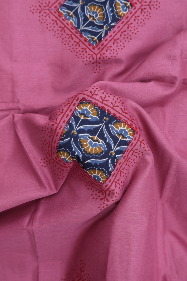 Hyderabad Cotton Saree In Mulberry With Patch Work