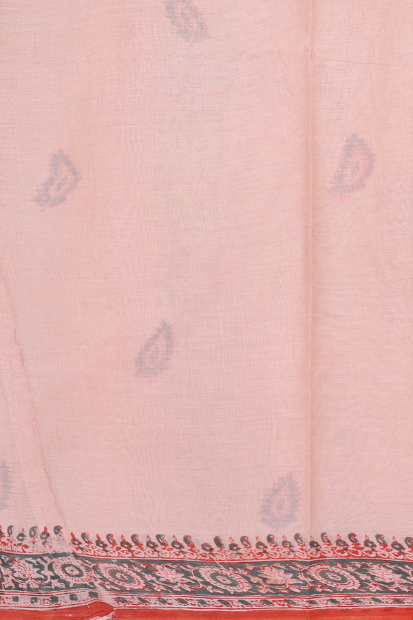 Hyderabad Cotton Saree In Orange With Printed Buttas