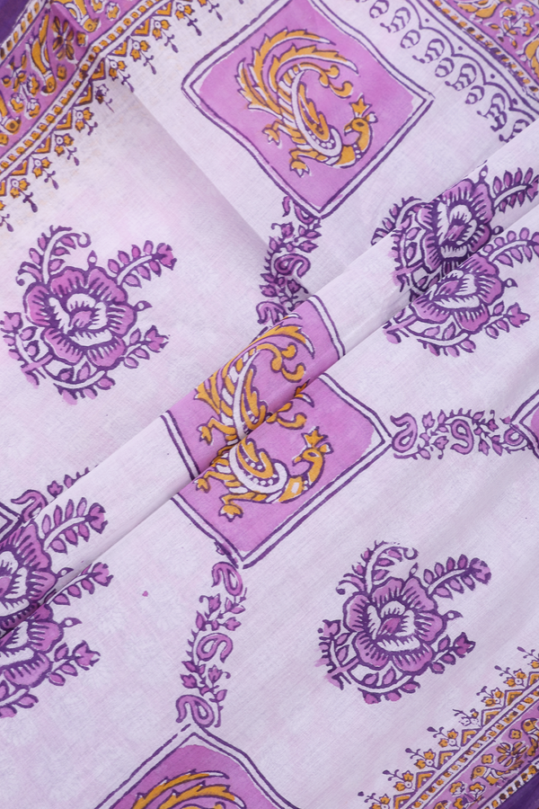 Hyderabad Cotton Saree In Pastel Purple With Floral Design