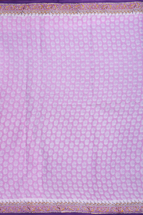 Hyderabad Cotton Saree In Pastel Purple With Floral Design