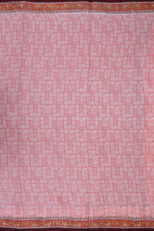 Hyderabad Cotton Saree In Pastel Red With Printed Design