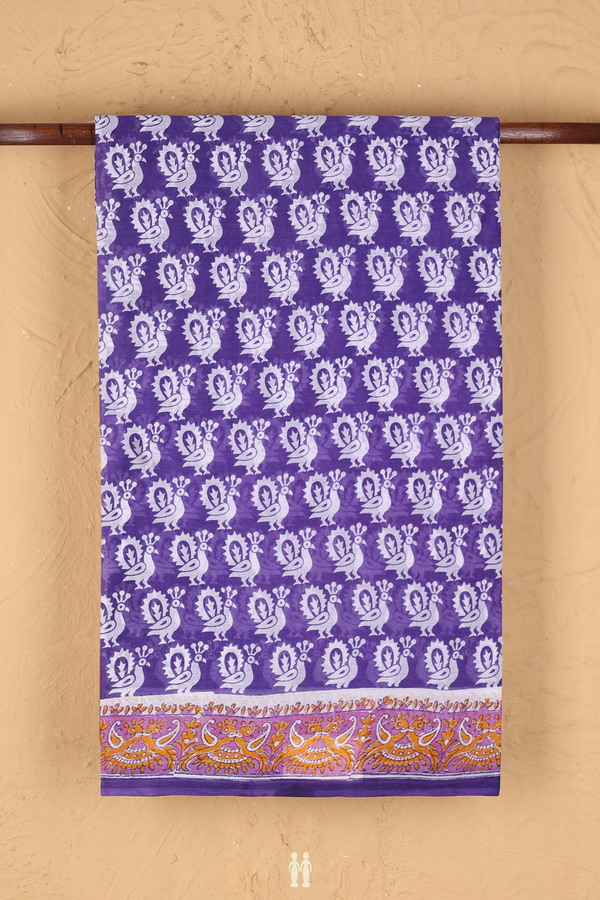 Hyderabad Cotton Saree In Purple With Peacock Design
