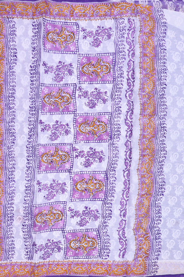 Hyderabad Cotton Saree In Purple With Peacock Design