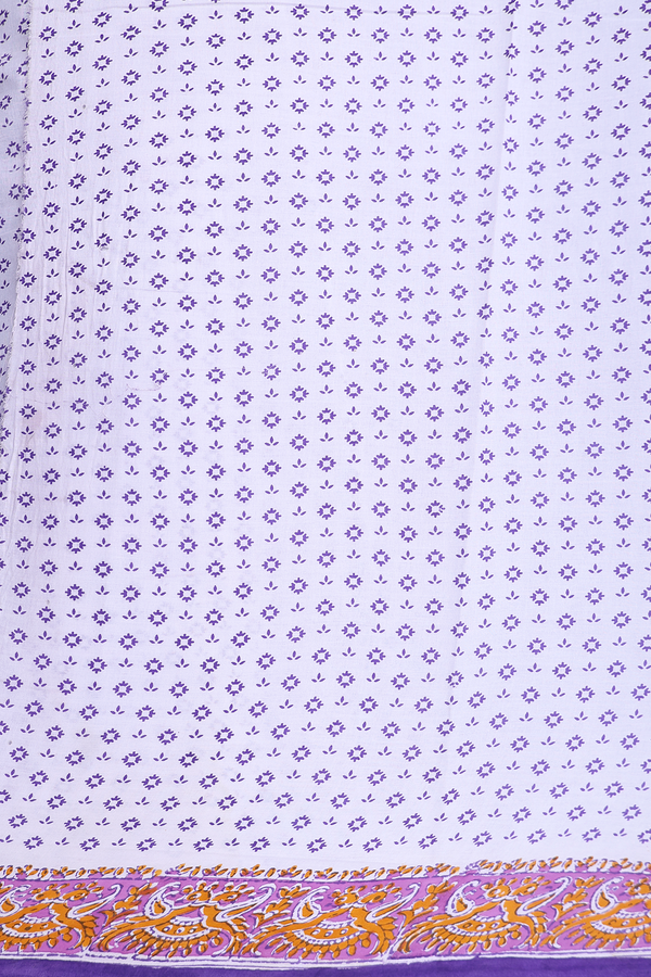 Hyderabad Cotton Saree In Purple With Peacock Design