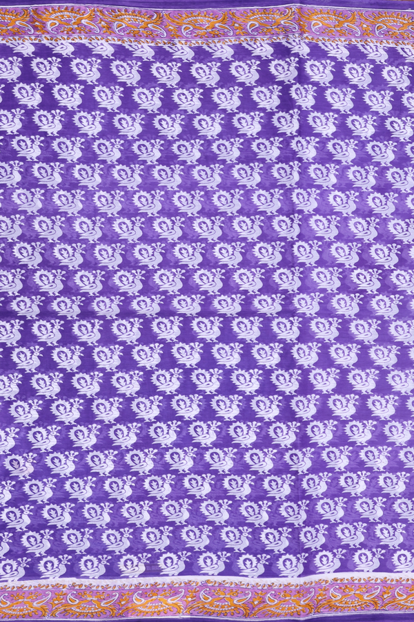 Hyderabad Cotton Saree In Purple With Peacock Design