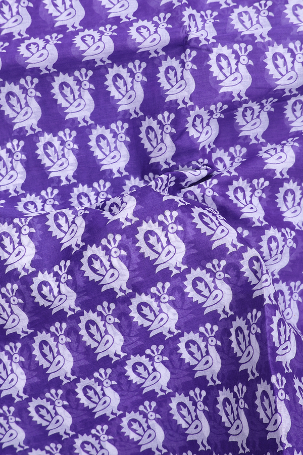 Hyderabad Cotton Saree In Purple With Peacock Design