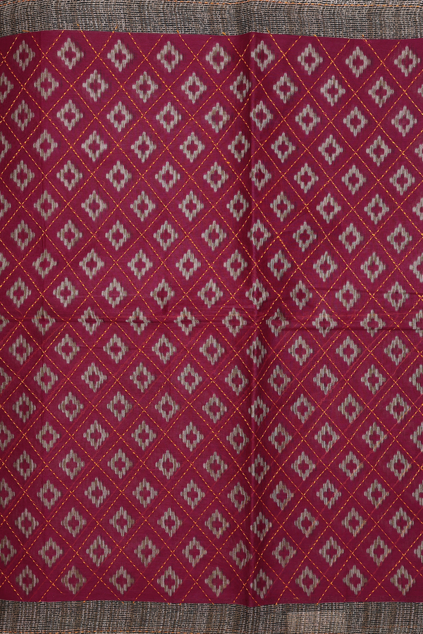 Hyderabad Cotton Saree In Rose Red With Diamond Design