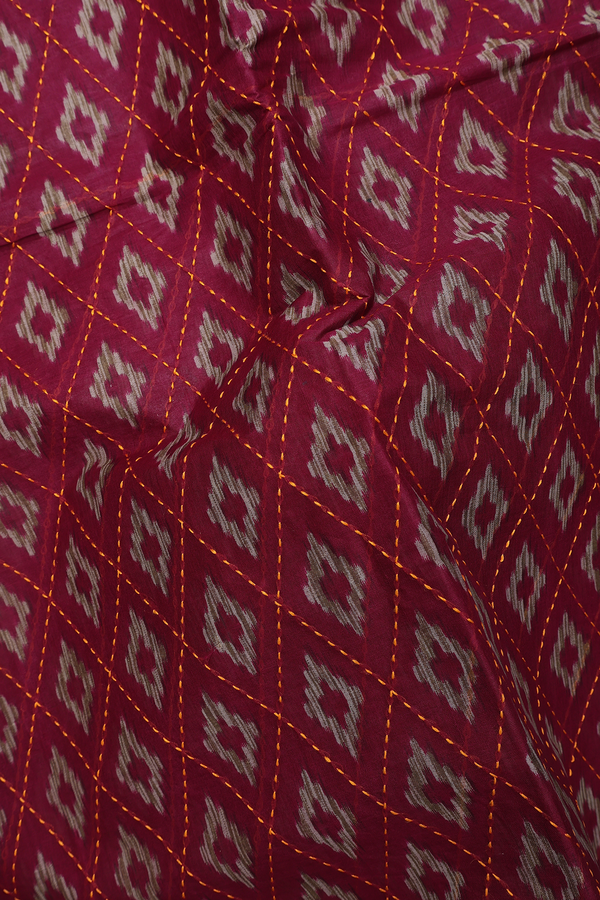 Hyderabad Cotton Saree In Rose Red With Diamond Design