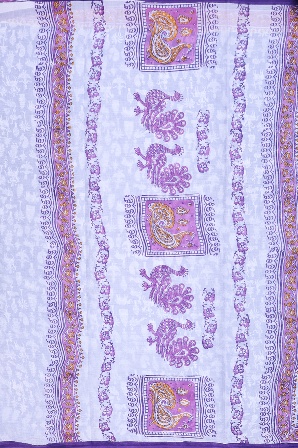 Hyderabad Cotton Saree In Royal Blue With Printed Design