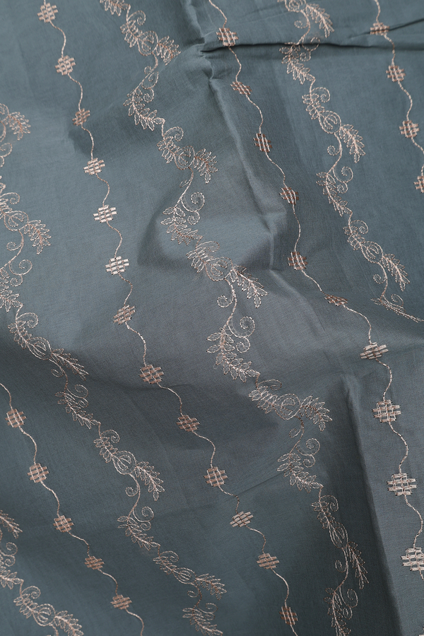 Hyderabad Cotton Saree In Sage Green With Threadwork Design