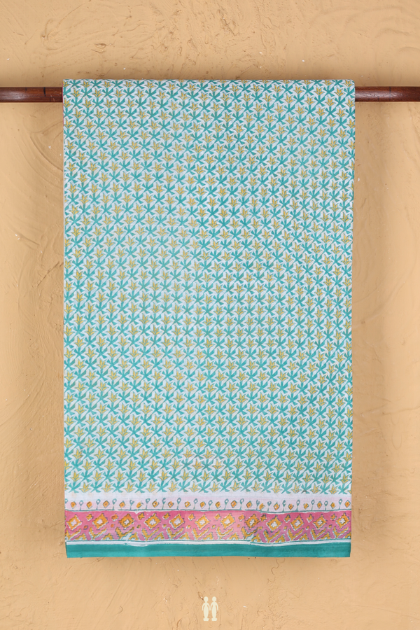 Hyderabad Cotton Saree In Green With Floral Design