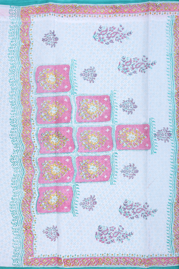 Hyderabad Cotton Saree In Green With Floral Design