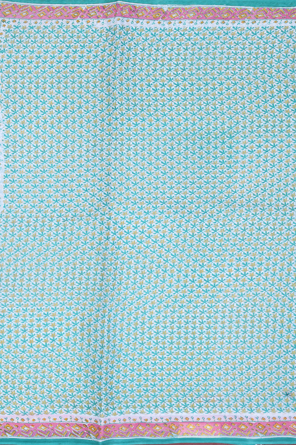 Hyderabad Cotton Saree In Green With Floral Design