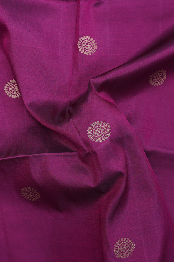 Soft Silk Saree In Grape Purple With Floral Buttas