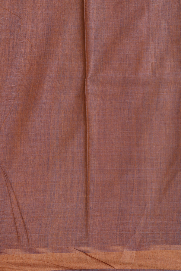 Tussar Silk Saree In Saddle Brown With Threadwork Buttas